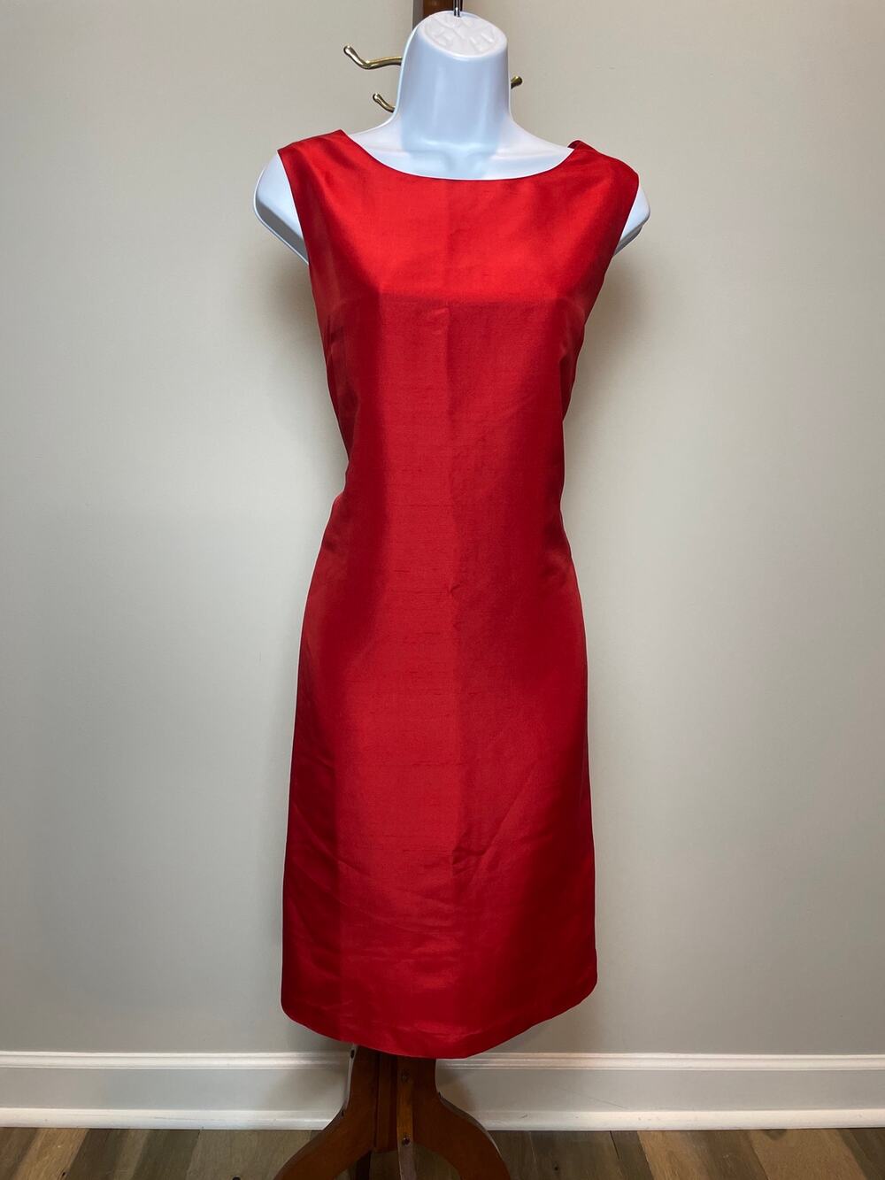 Coldwater Creek Silk Dress Size 14 Red Silk Lined Sleeveless Sheath